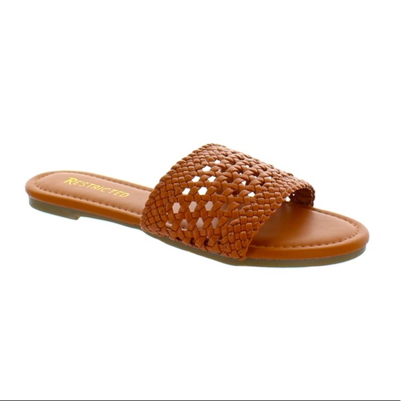 Cognac Woven sandals sz 8 - Picture 2 of 5